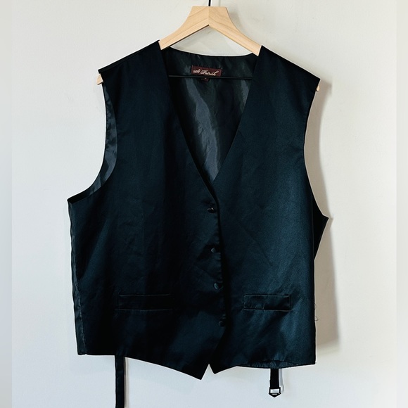 Vintage Black Satin Button Down Vest - Picture 2 of 4